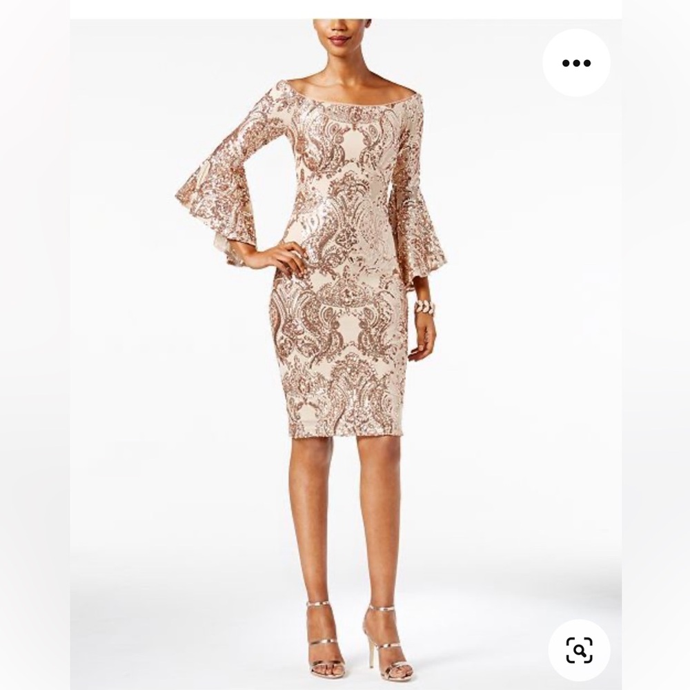 NWOT Betsy & Adam Sequined Off the Shoulder Dress